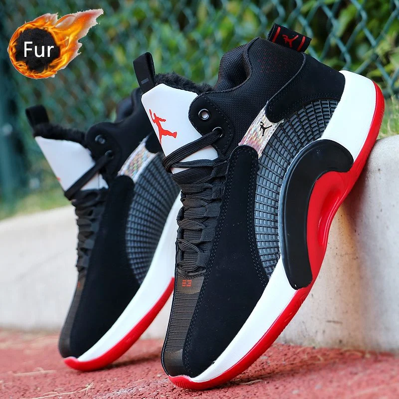 Keep Warm Men Basketball Shoes Plush Non-slip Men's Casual Sneakers Mens Sports High Quality Athletic Wear Outdoor Jogging Shoes