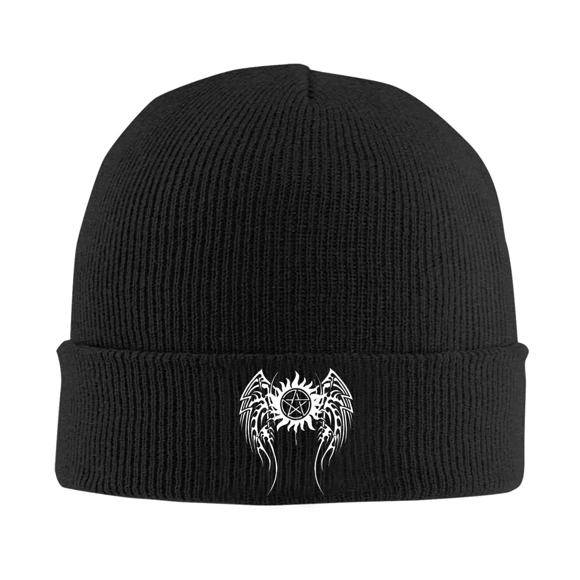 Supernatural Knit Hat Beanies Autumn Winter Hats Warm Acrylic  Casual Lucifer Black Satan Demon Devil Caps Men Women Gifts,