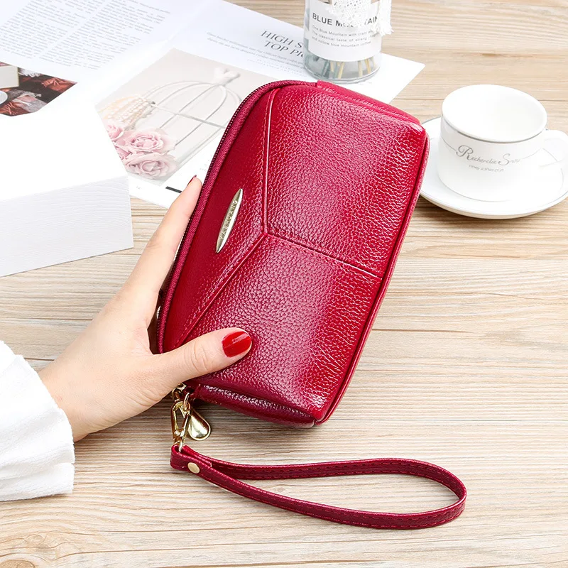 Fashion Zipper Wallets with Wristlet Strap Women's Long Purses Handbags Coin Purse Card Holder PU Leather Clutch Bag for Ladies