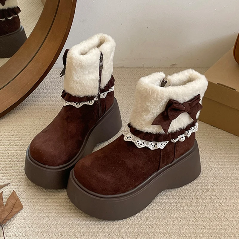 Bow Fur Women Boots… - image