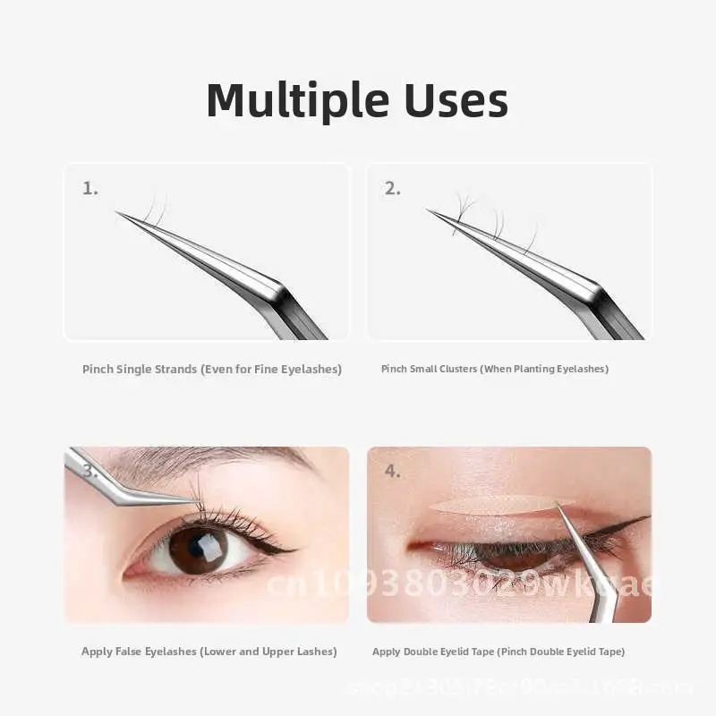 Golden Feather Clip False Eyelash Tweezers Dolphin Grafting Tool Stainless Steel Universal Beauty Makeup Tool