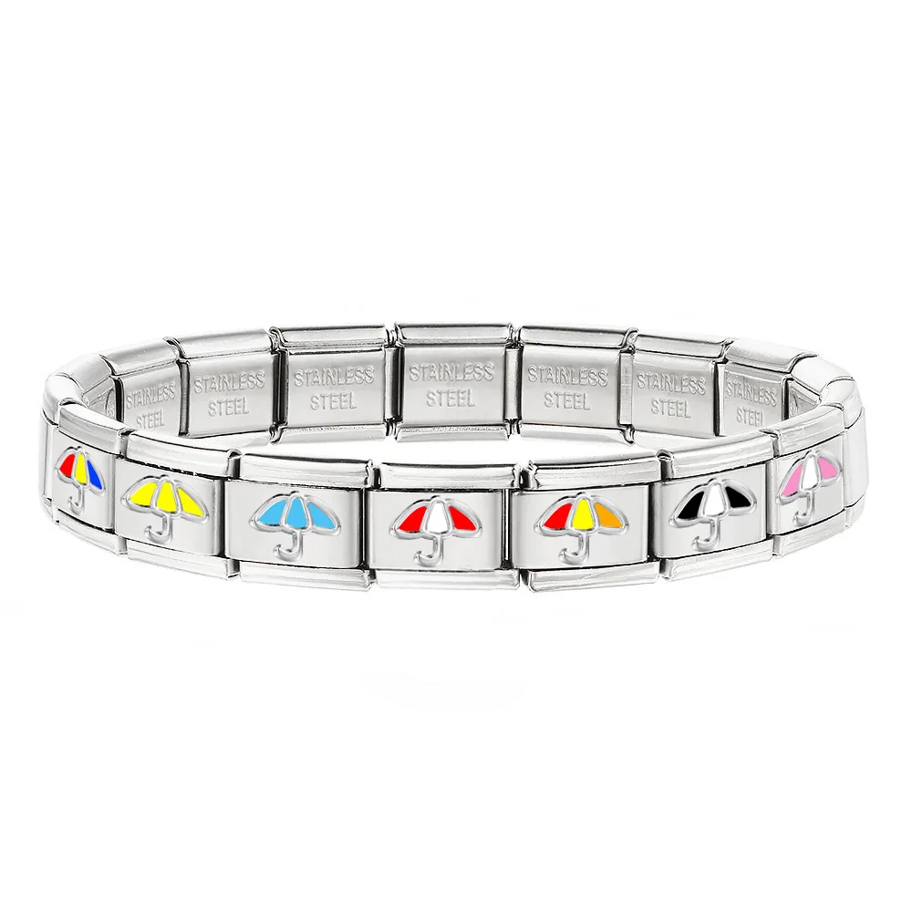 GEMOSA Glück Farbe Pilz Regenschirm Charms Italienische Edelstahl Link fit 9mm Armband Machen DIY Mode Frauen Männer Schmuck – Detail 2