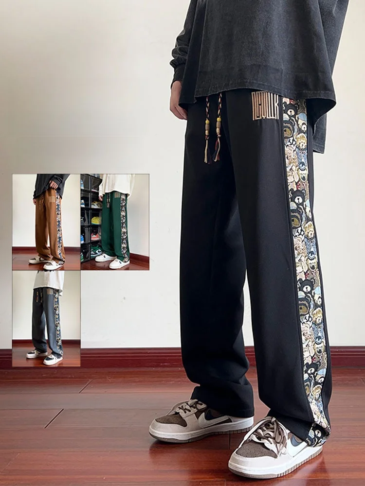 

Boys Embroidered Spor Casual Pants Autumn Design Trendy National Sle High Waist Long Trousers for Junior And High School ...