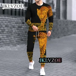 Letnia męska z długim rękawem zestaw koszulek wysokiej jakości moda na co dzień męska odzież sportowa zwierzęca z nadrukiem 3D 2-częściowy zestaw dresów