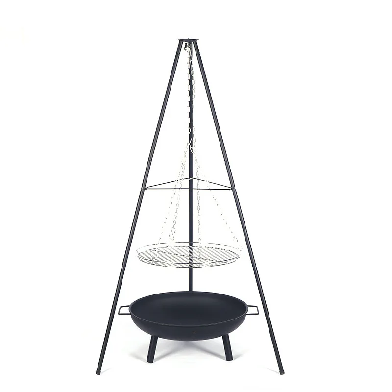 Outdoor tripod grill, patio brazier, heating stove, camping stove