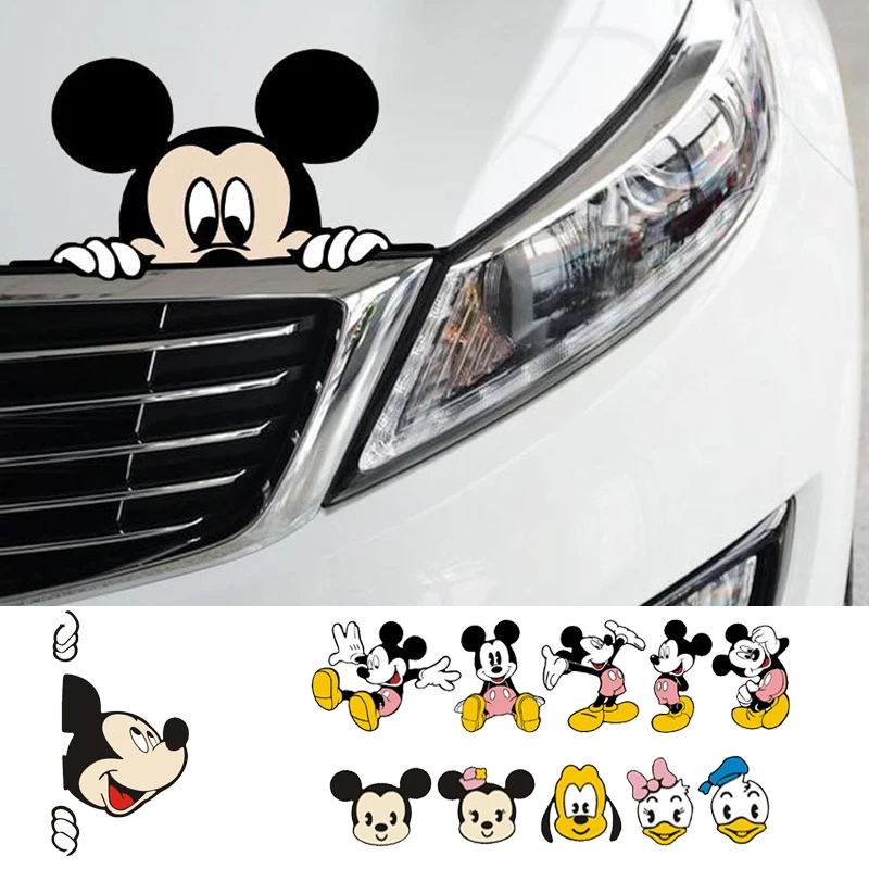 Hand Heart Disney Cartoon Mickey Mouse Car Stickers Minnie Mouse Styling Auto Window Waterproof Decals Windshield Decoration