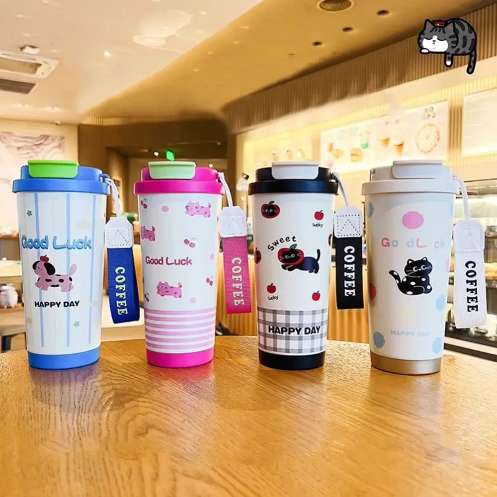 

Portable 550ml Cartoon Insulated Water Bottle Leak-proof Stainless Steel Travel Coffee Cup Lightweight Thermal Cup