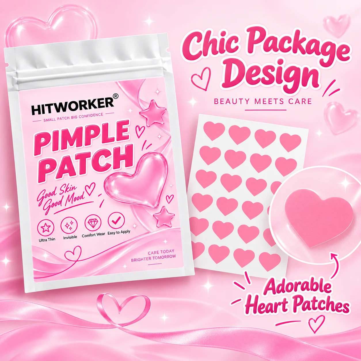 120pcs Hydrocolloid Pimple Patches, Star Shape Spot Cover Stickers, Iridescent Face Patch, Ultra-Thin Easy Peel Day Night Use