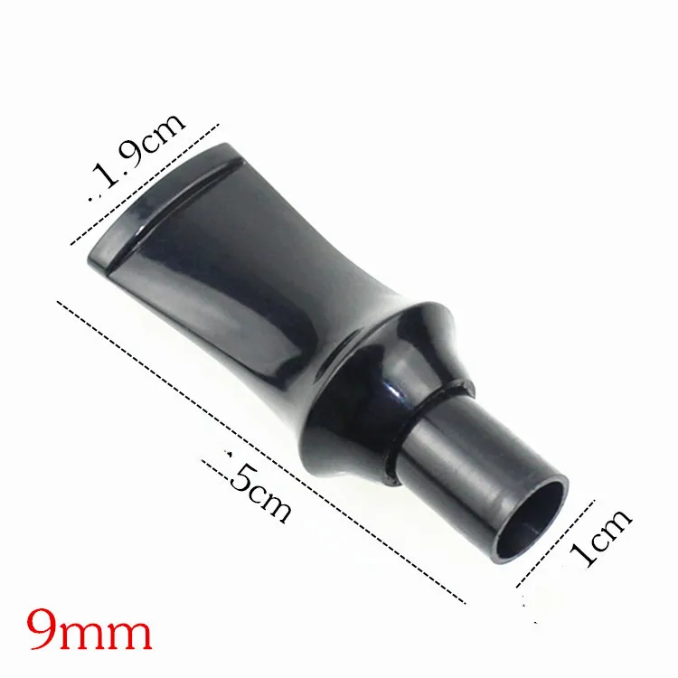 1pc Smoking Pipe Mouthpieces Black Acrylic Mouthpiece Stem For 9mm Filter Smoke Pipe Holder Curved Straight Tobacco Mouthpiece