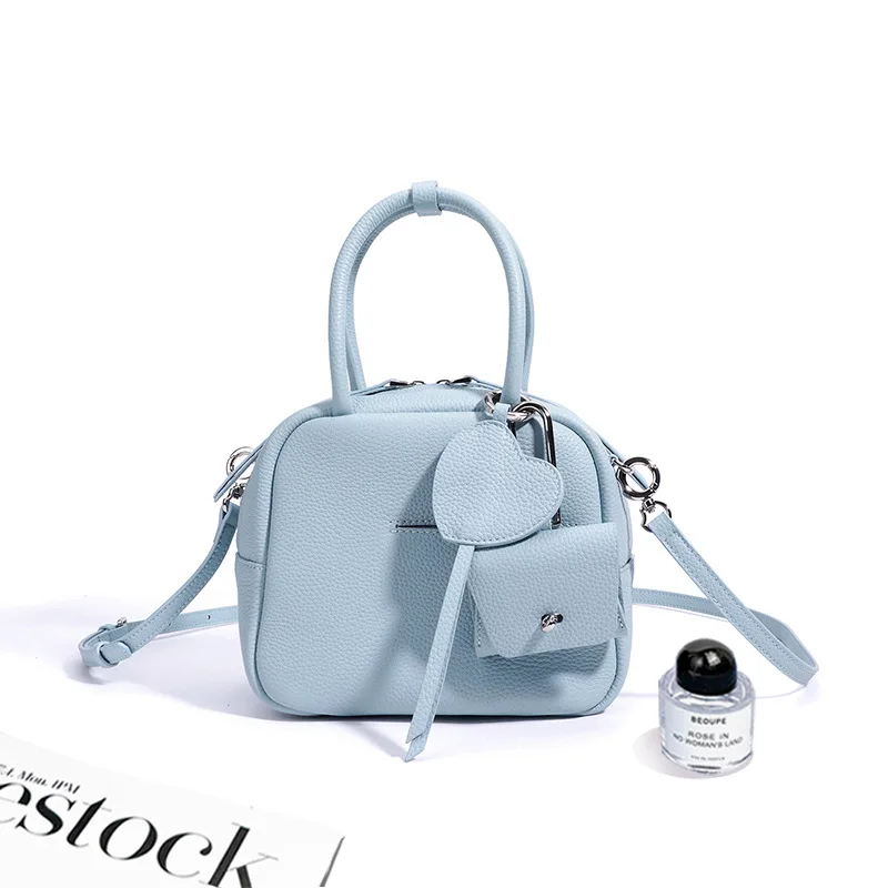 Fashion Women Handbag Fashion Top-Grain Leather Crossbody Bag Lightweight Cute Heart-Shaped Genuine Leather Women Shoulder Bag