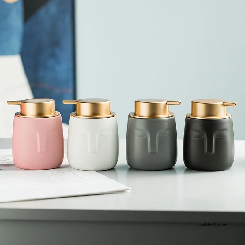 

Nordic ceramic bathroom portable soap dispenser, shampoo bottle, bathroom accessories，shower gel tank disinfectant press bottle