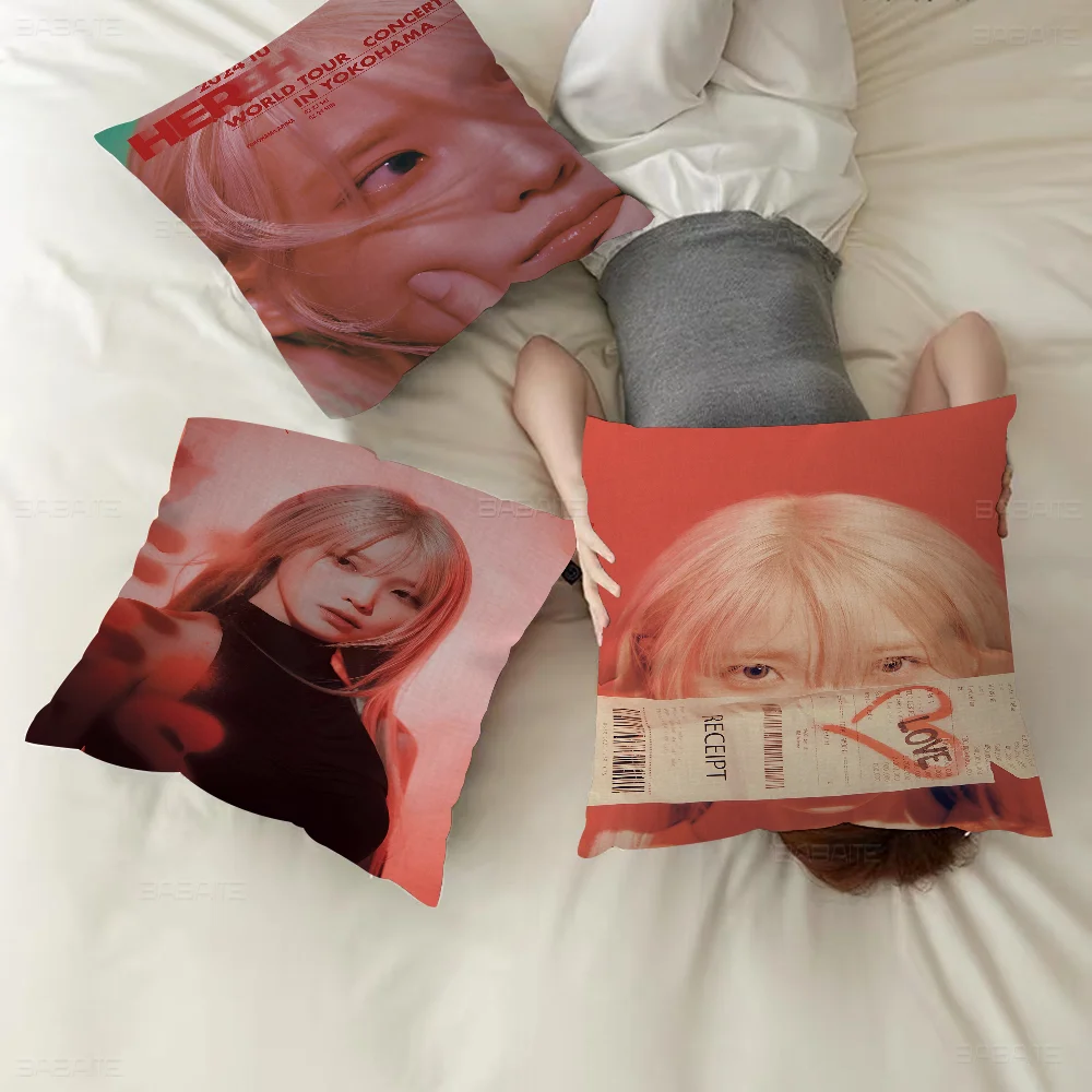 Korean Singer L-Lee J-Ji E-Eun I-IU 45*45cm Cushion Cover Pillow Cover Decor Pillowcase Home Pillowcase for Couch Pillow