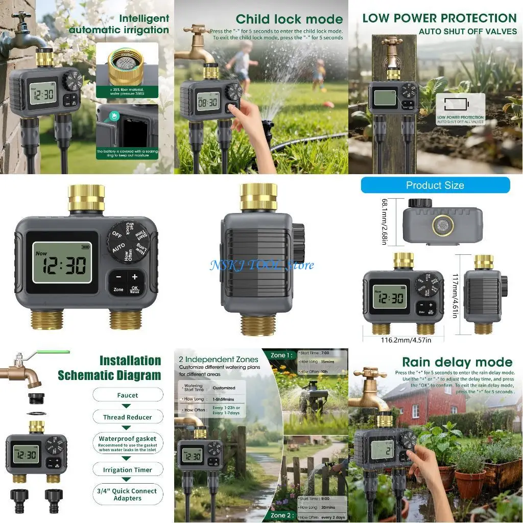 

L8RC Outdoor Irrigation Brass Valves Double Control BSP 3/4 Inch Thread IP55 Waterproof Technology