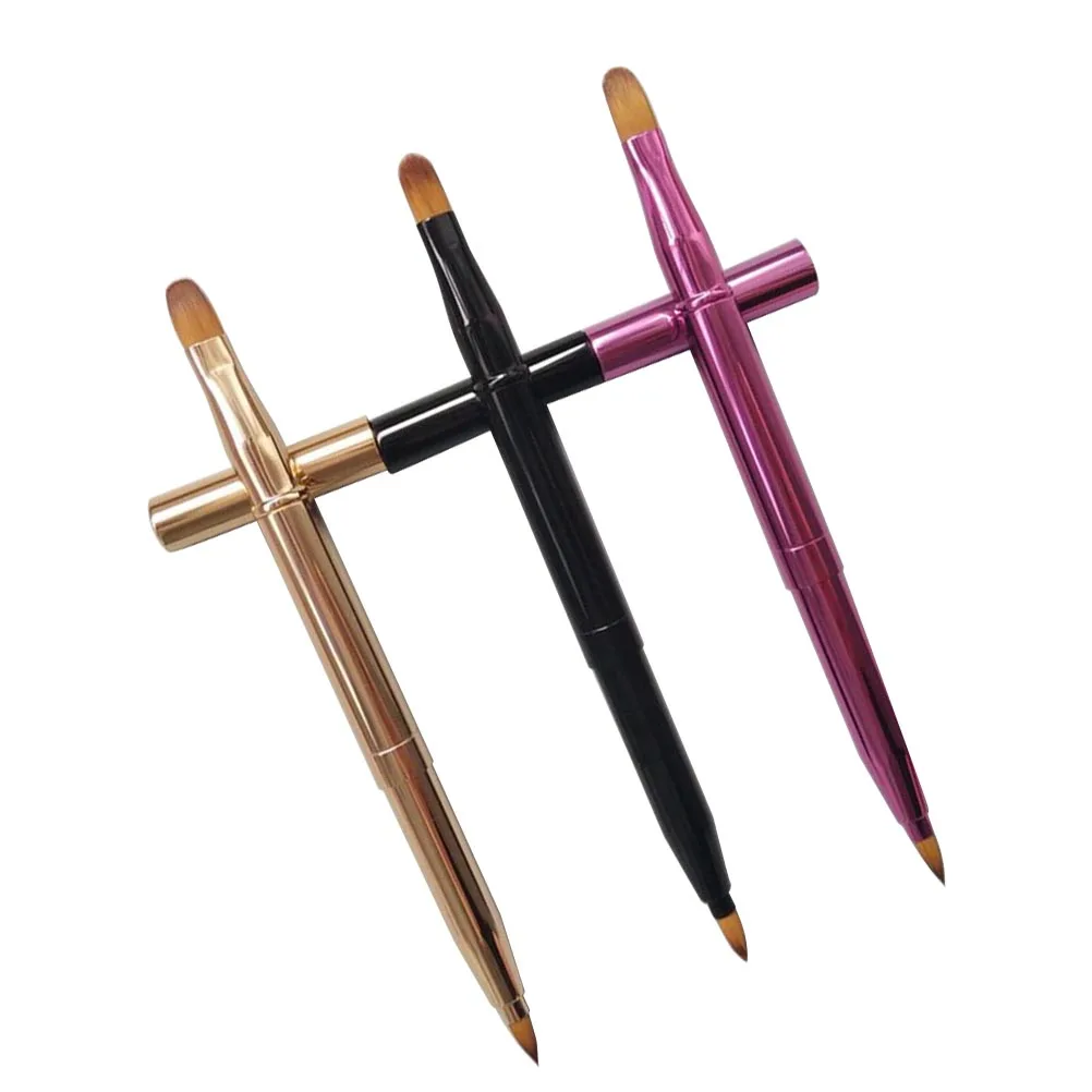 

3pcs Lipstick Brush Purple Gloss Flexible Concealer Dual Ended Makeup Brushes Lip Gloss Applicator Retractable Portable Salon