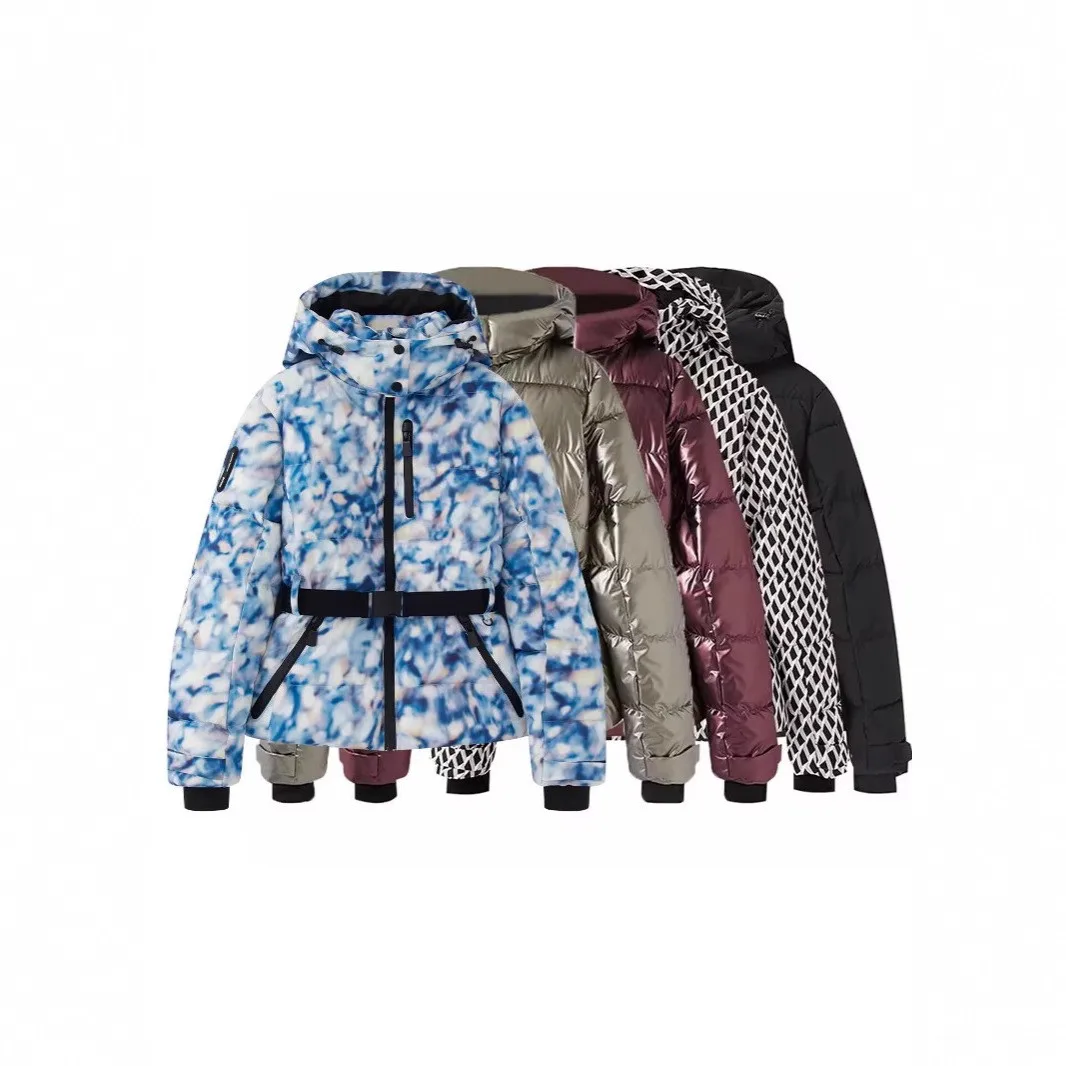 Thick Hooded Coat Waist Cinched Streetwear with Regular Length European and American Style 3D Effect Pattern Long Sleeve