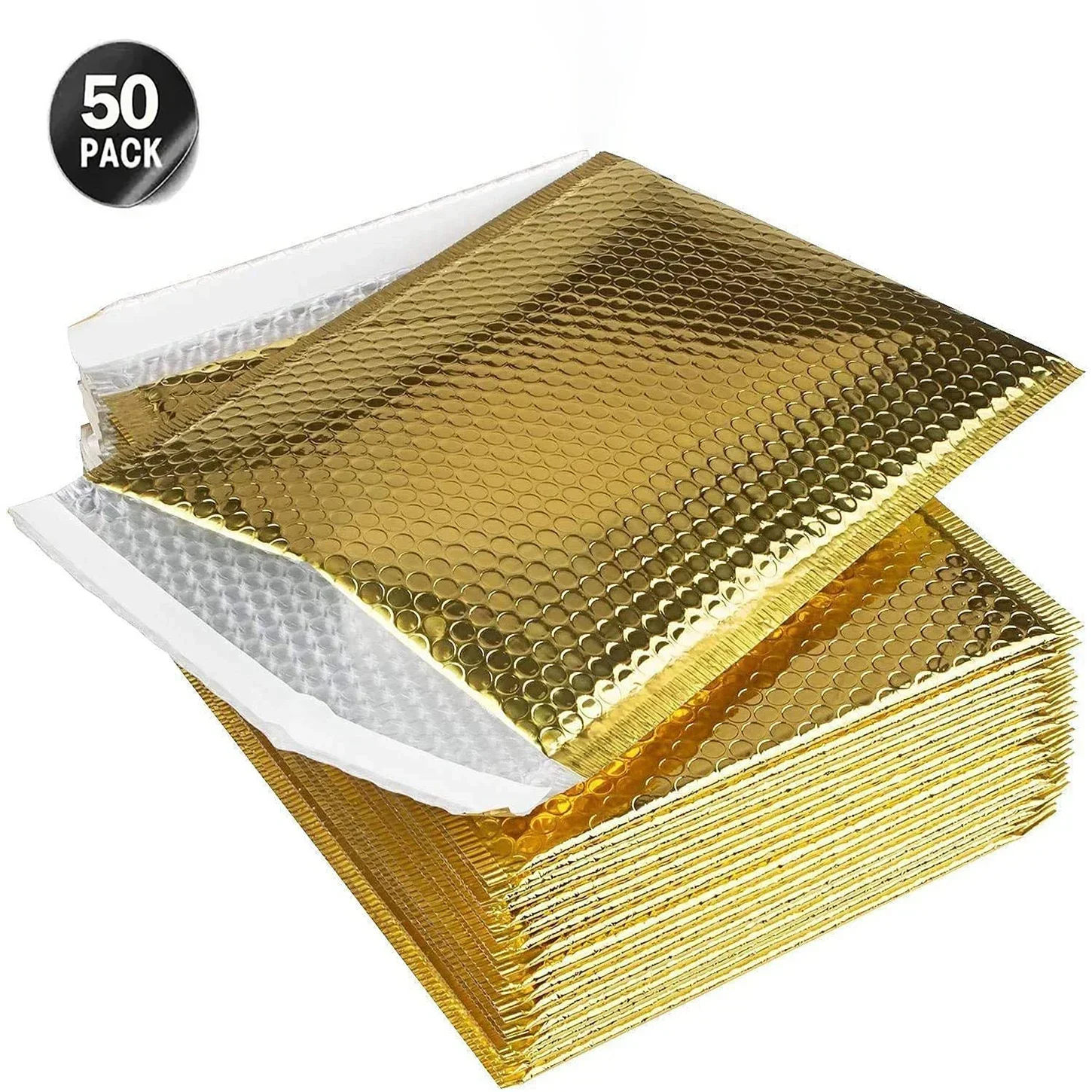 50 Pcs 골든 버블 메일러 버블 메일러 셀프 씰 패딩 봉투 선물 가방 책에 대 한 레이저 포장 봉투 가방