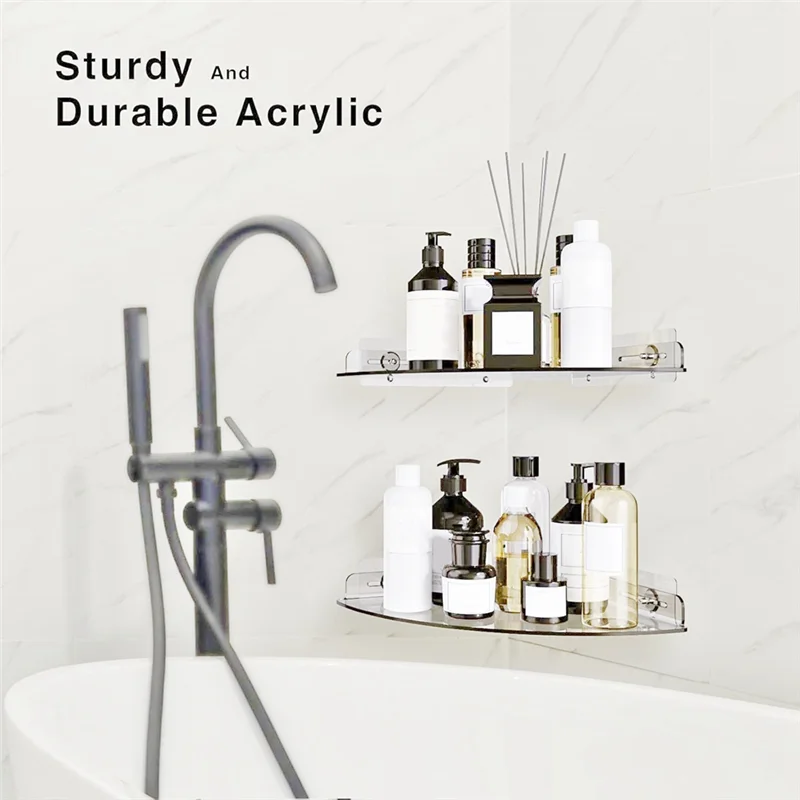 Triangle Storage Rack 2Pcs Wall Mount Floating Corner Shelf Bathroom Shelves For Kitchen Bedroom