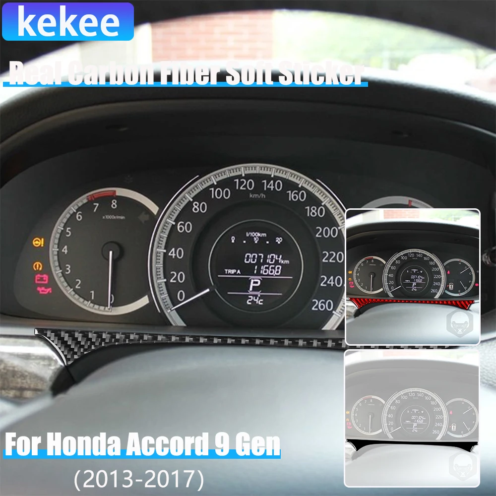 Real Carbon Fiber Car Accessories Dashboard Speedometer Panel Cover Soft Sticker For Honda Accord 9th Gen 2014 2015 2016 2017
