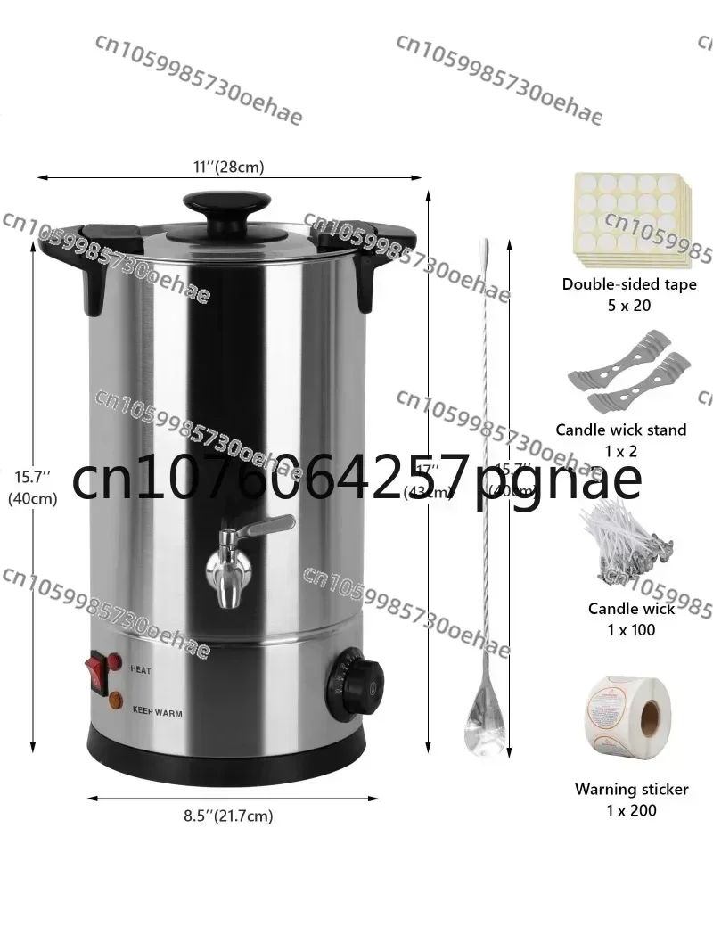 10L Electric Wax Melting Pot with Spout 30-110 ℃ Furnace Wax Melter Stainless Steel Large Melting Pot Commerical