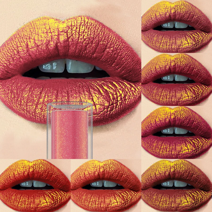 14 couleurs brillant scintillant lèvres glaçure paillettes métallique longue durée brillant à lèvres liquide imperméable à l'eau maquillage huile pour les lèvres cadeaux