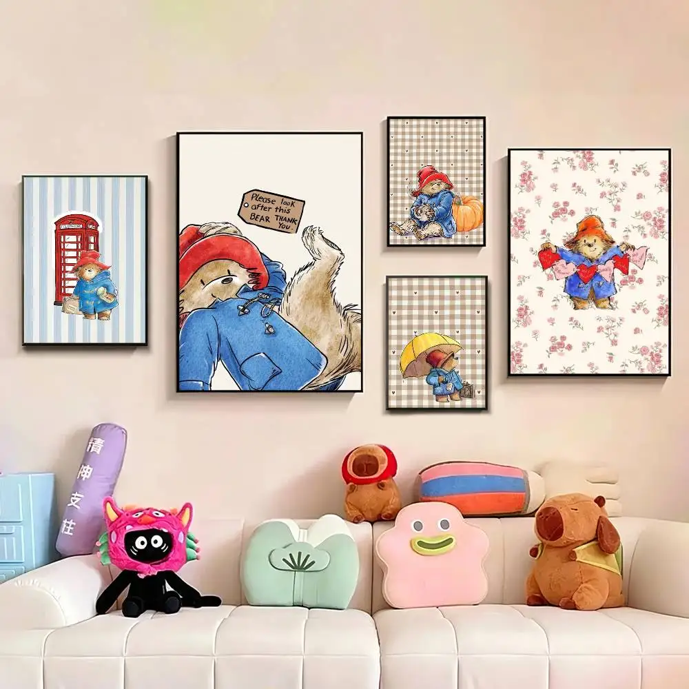 

P-Paddington-N B-Bear Poster Waterproof Wall Art Sticker For Bar Living Room Vintage Decor