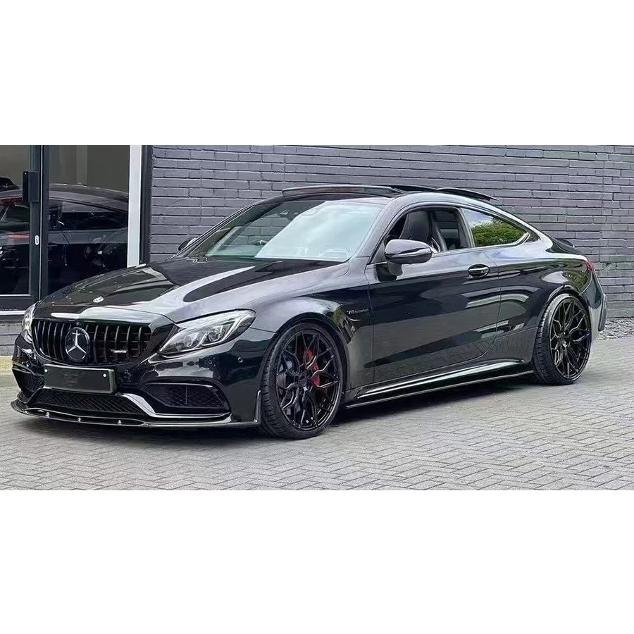 لمرسيدس بنز C الفئة W205 C63 ألياف الكربون الجبهة الشفة سيارة الوفير الناشر الجبهة الذقن المفسد اكسسوارات السيارات طقم الجسم #6