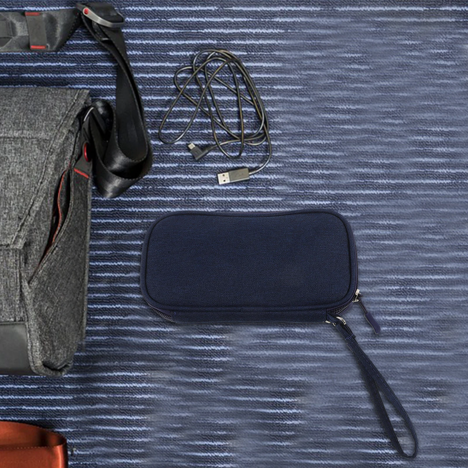 

Data Cable Storage Bag Compact USB Pouch Breathable Material Travel Gadgets Organizer Bags Power Bank Cover Blue CDBMYB Portable