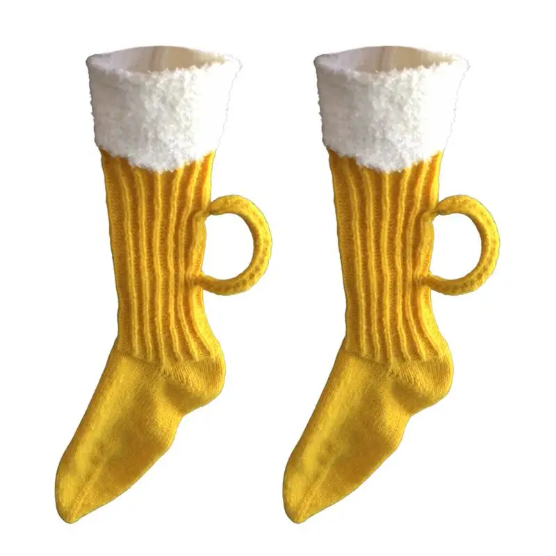 Chaussettes extensibles 3D pour chope de bière, chaussettes de sol, dessin animé, extérieur, randonnée, maison, nouveauté, hiver