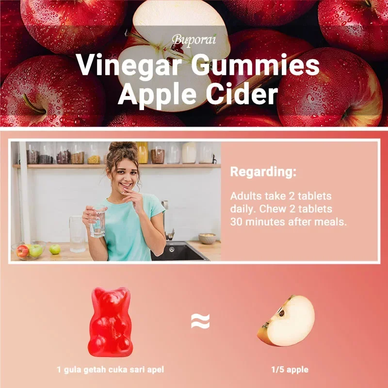 

Apple Cider Vinegar Gummies - Weight Management, Metabolism, Boost Energy, Flat Belly, Stay in Shape, Support Intestinal Health