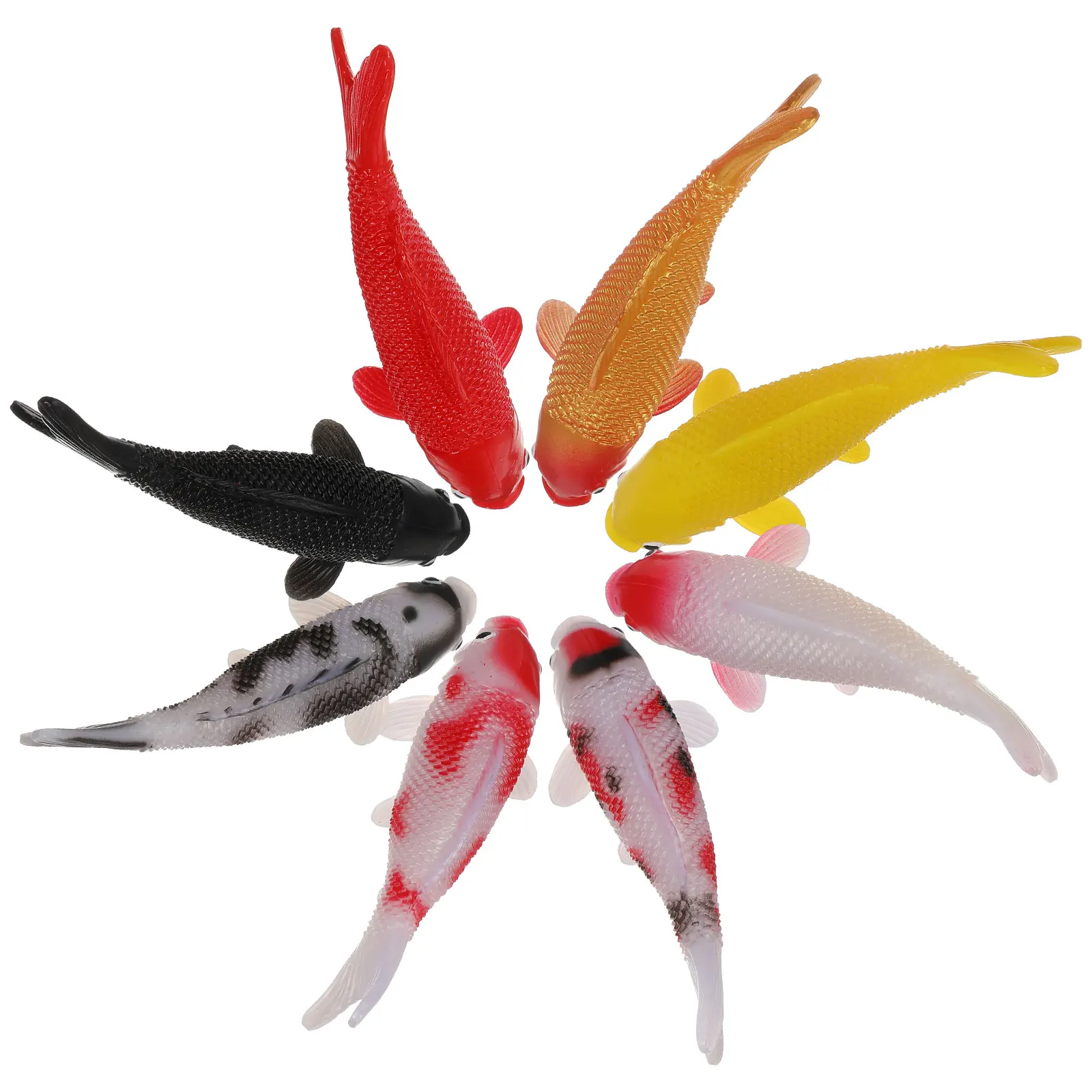 8 szt. Ozdoby w kształcie karpia Koi do akwarium, sztuczny model, miniaturowe pływające, realistyczne, tropikalne, małe akwariowe karpie z PVC