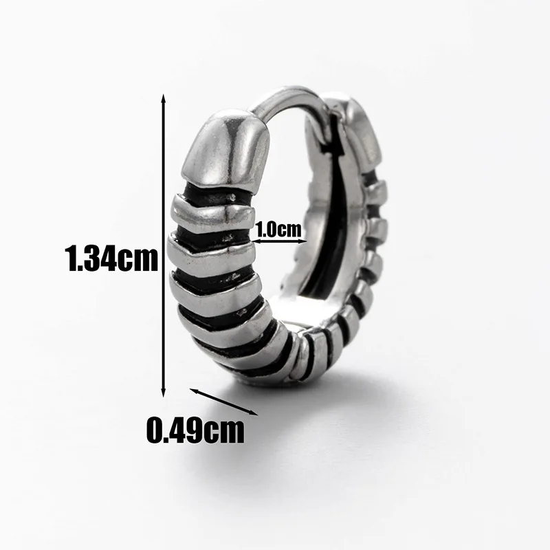 1PC Retro Stainless Steel Hoop Huggie Earrings for Men Women Punk Geometric Unisex Ear Piercing body Jewelry Hip Hop Earring