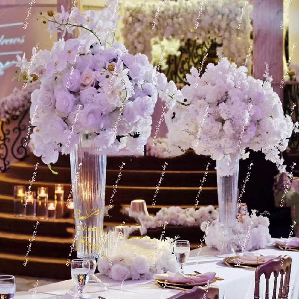 1-10pcs 74cm Wedding Event Table DecorationCrystal Wedding Centerpieces Candle Holder Glass Candelabra for Party Supplies