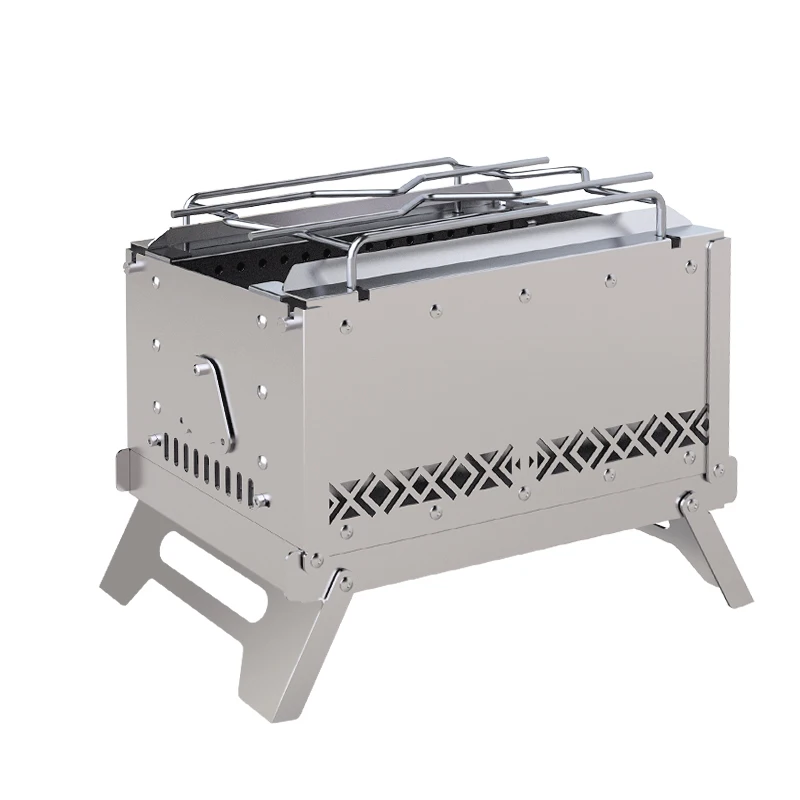 Outdoor Garden Grill Cooking Basket Wooden Grill