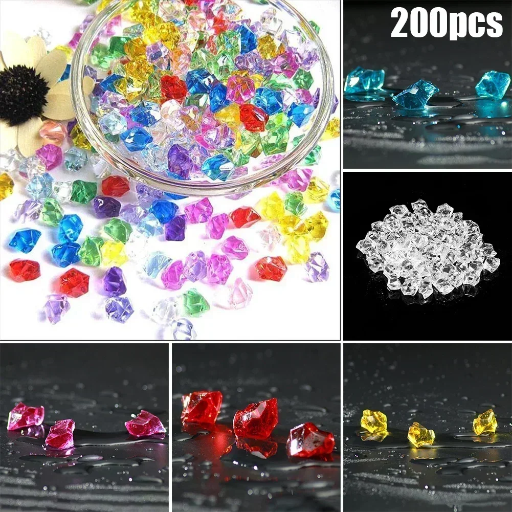 200Pcs Colorful Acrylic Stones Ice Cubes Decor Vase Plant Filler Pebble Fish Tank Aquarium Accessories Home Decor