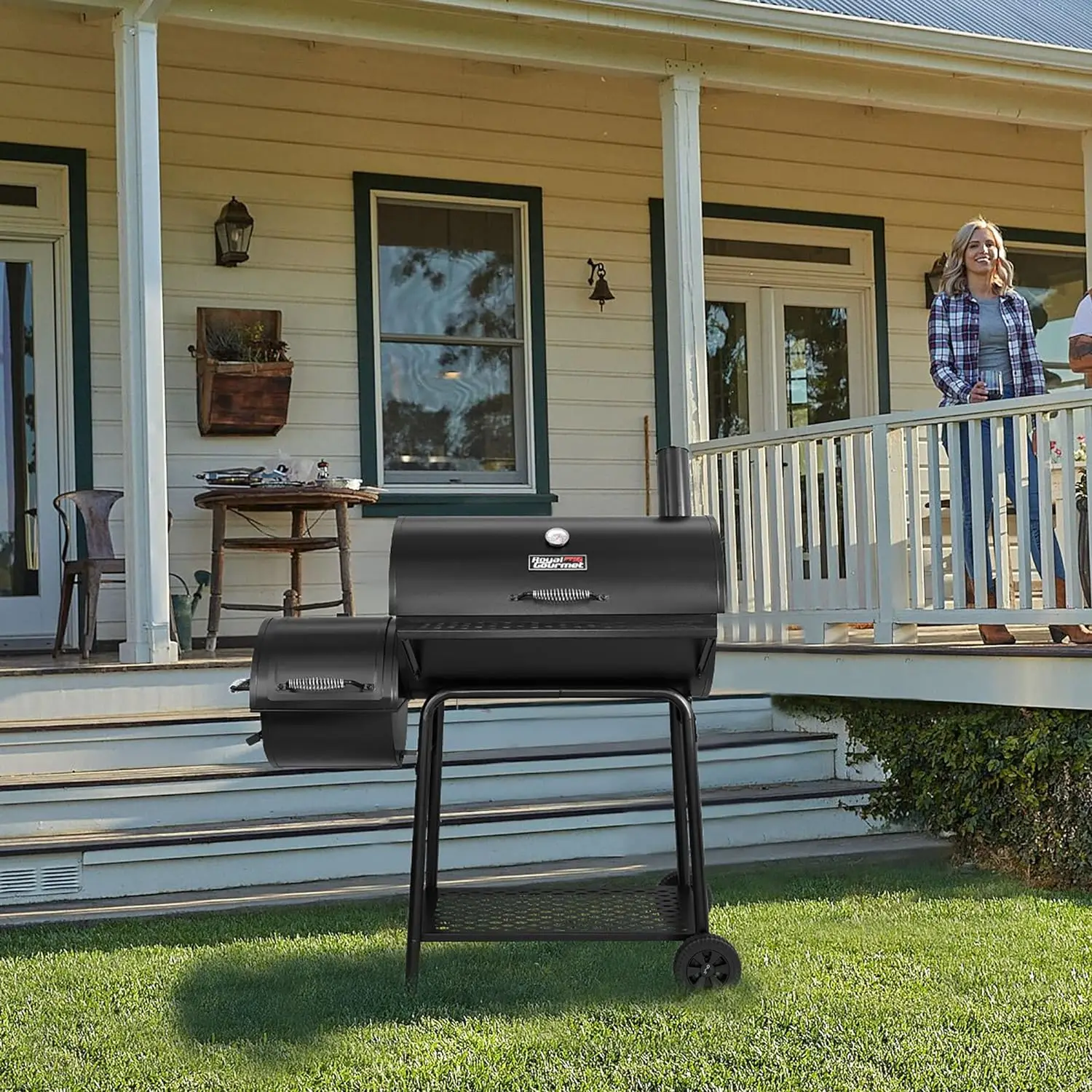 

Royal Gourmet CC1830FC Charcoal Grill Offset Smoker (Grill + Cover), Black