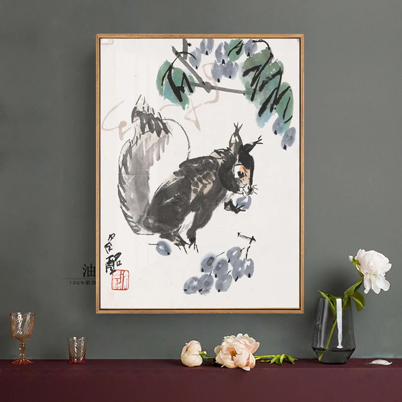 Chinese Style  Art Monkey Wall Art Decor Animal Canvas Painting Cuadros Wall Art Posters Prints Wall Pictures for Living Room