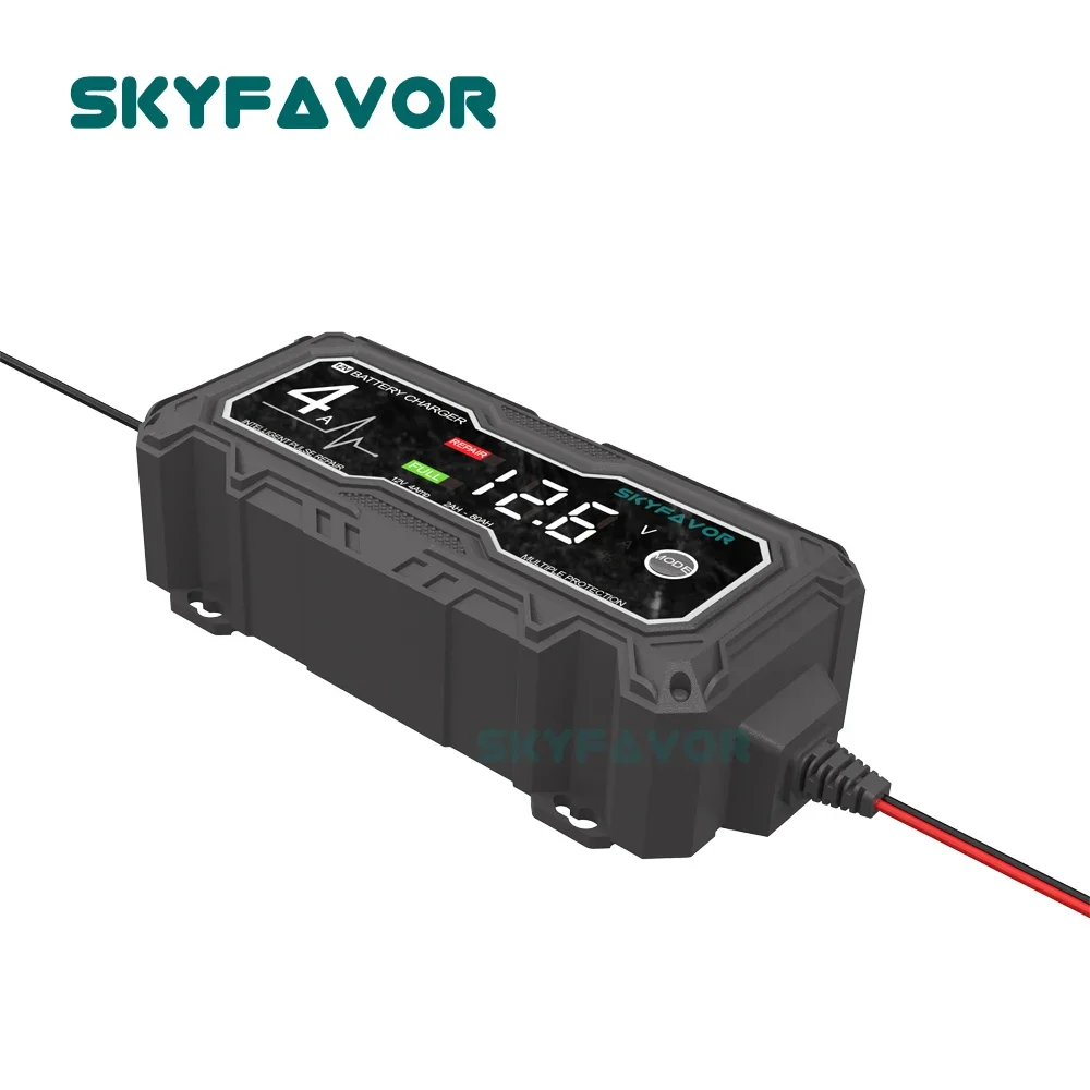 12V 4A Fast Automatic Universal Motorcycle Car Battery Charger Maintenance Free Deep Cycle Pulse Repair Electric Type