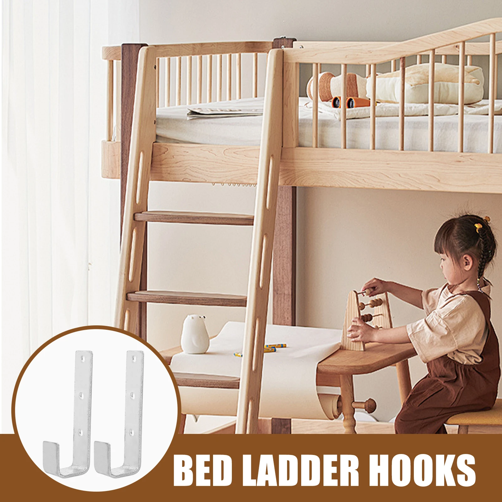 

2 Pcs Bed Ladder Hooks Sturdy Iron Kids Bunk Accessories Bedroom Child L Shaped Bracket Wear Resistant Easy Install