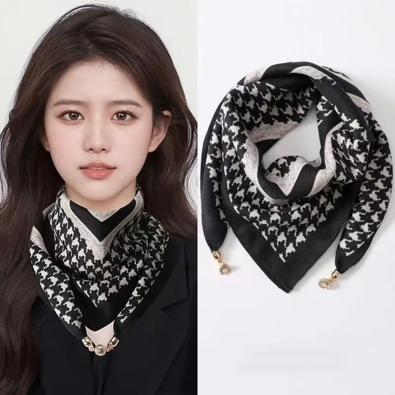 Hot Magnetic Triangle Neck Protection Scarf for Women in Autumn and Winter 2024 New Cotton and Linen Scarf  High-end Neck Scarf