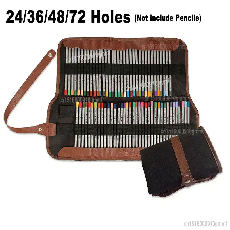

24/36/48/72 Hole Slots Canvas Roll Up Pencil Bag Wrap Holder Storage Pouch Art Sketch Drawing Pen Stationery Organizer Case Gift