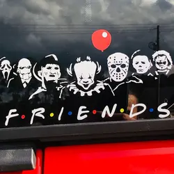 Horror Friends JDM Car Sticker Windshield Exterior Accessories Decoration Window Auto Parts Die Cutting Vinyl Decals