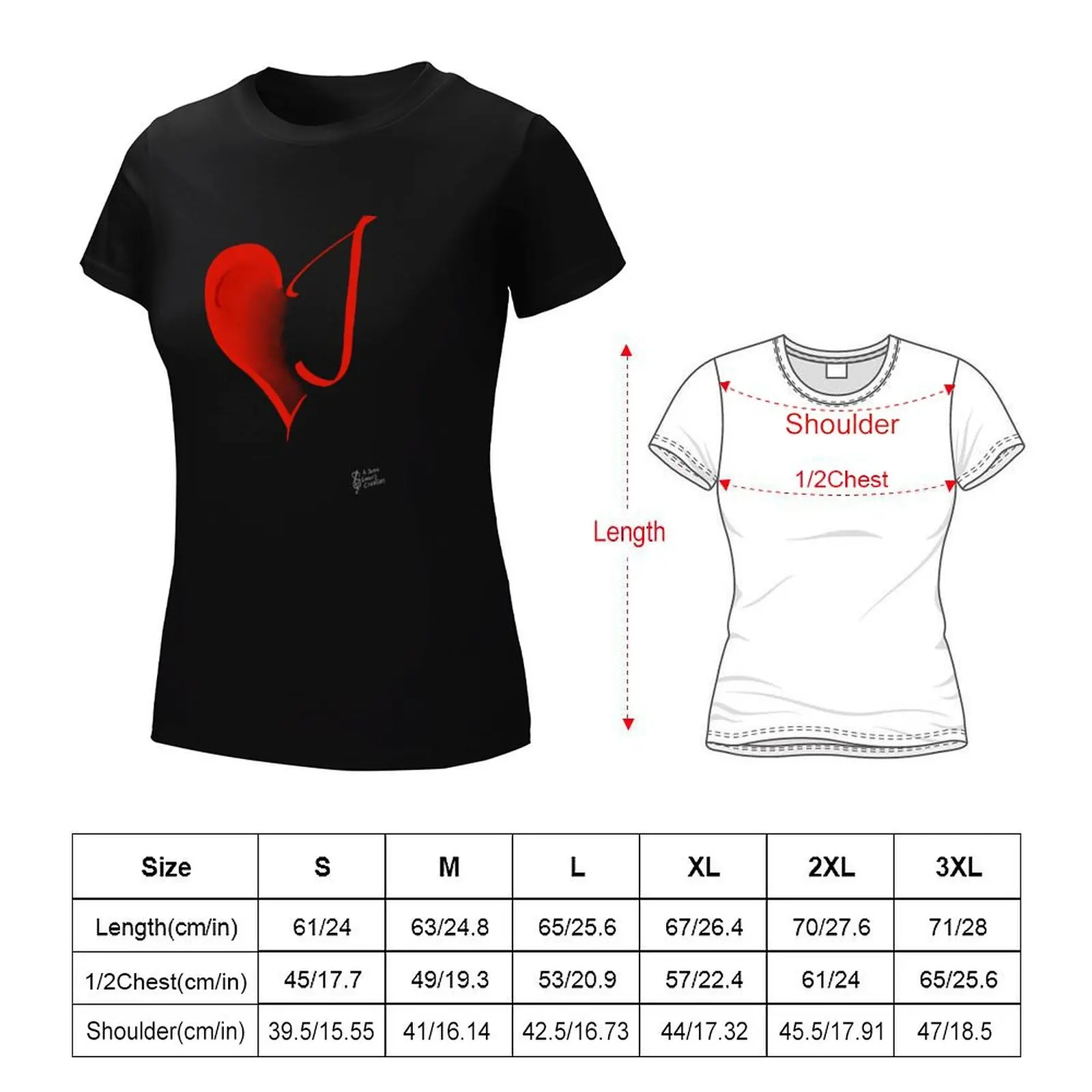 Listening Heart - Red T-Shirt cute tops female lady clothes cropped t shirts for Women