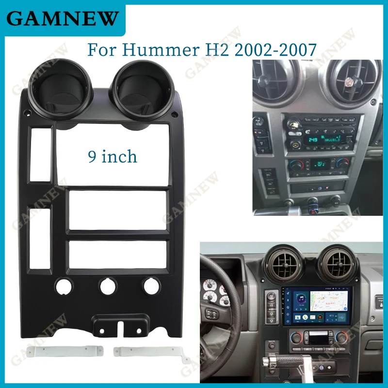 

9 inch Car Fascia Radio Panel for Hummer H2 2002-2007 Dash Kit Install Facia Console Bezel Plate 9inch Adapter Trim Cover Frame