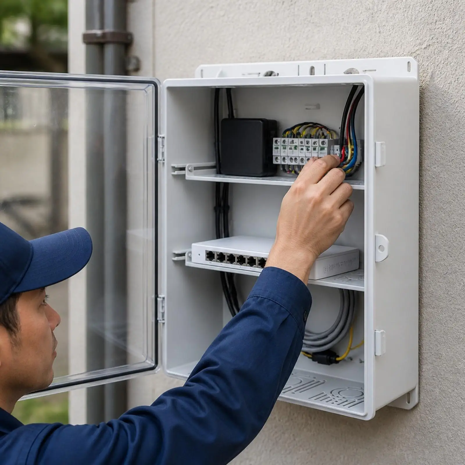 Transparent Waterproof Enclosure Plastic Security Box for Network Equipment Outdoor Wall Mount with Locking Latch