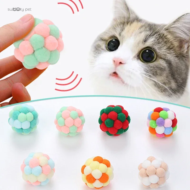 Juguete interactivo para gatos, bolas de juguete para gatos, jaula para ratones, juguetes artificiales de peluche coloridos, suministros para