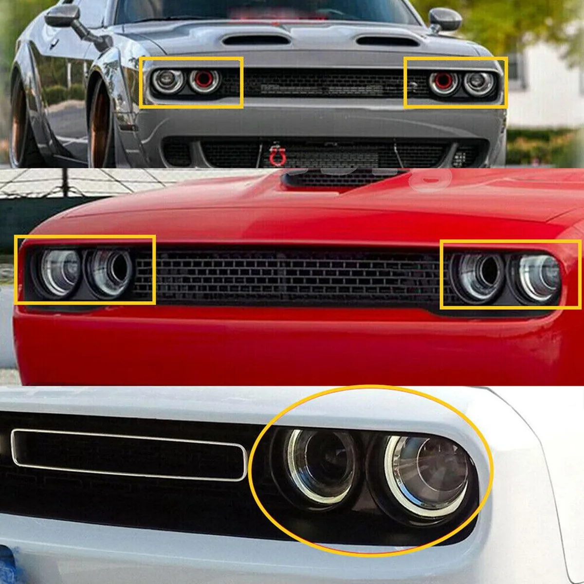 #10K Headlight protective cover,1 Pair Front Headlight Bezel Frame for Dodge Challenger 2015-2021 (Black)