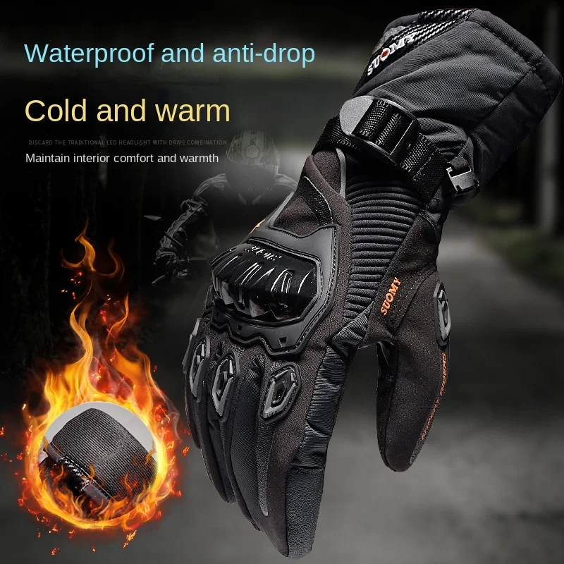 

Winter Motorbike Gloves Waterproof Warm Four Seasons Riding Motorcycle Knight Drop-Resistant off-Road Thickened Gloves for Men