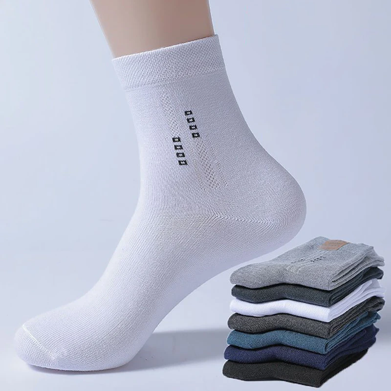 5Pairs Sport Breathable Soft Fashion High Elastic Middle Tube Stocking For Men Spring Autumn Running Socks