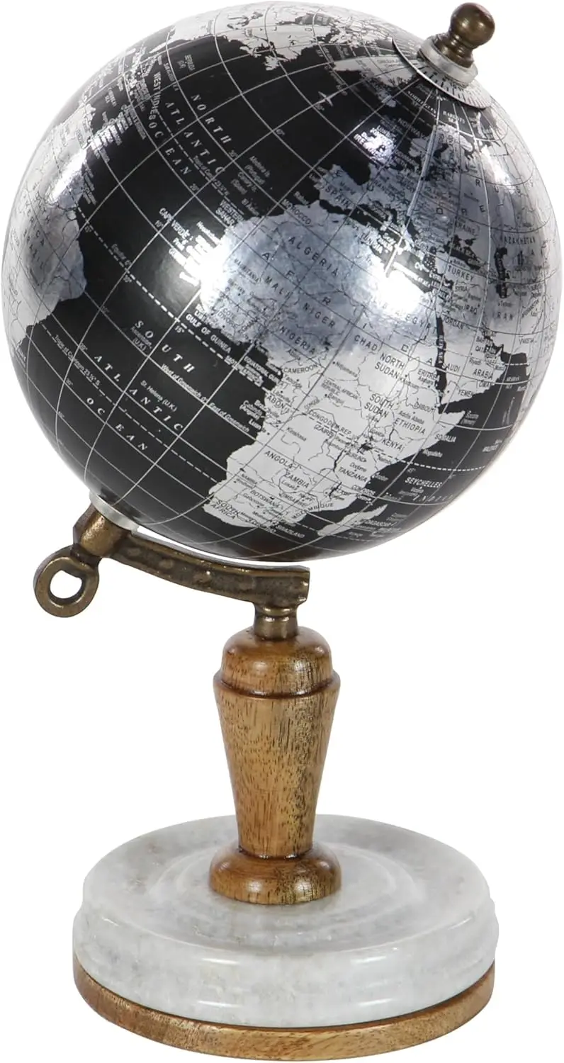 

Современный черный глобус с мраморным основанием, 5x5x10 дюймов, минималистичный декор для дома и офиса