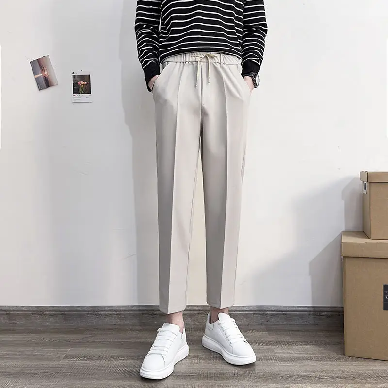 

2023 Spring Summer Men's New Solid Color Formal Trousers Men's Loose Straight Suit Pants Male Korean Business Casual Pants H130